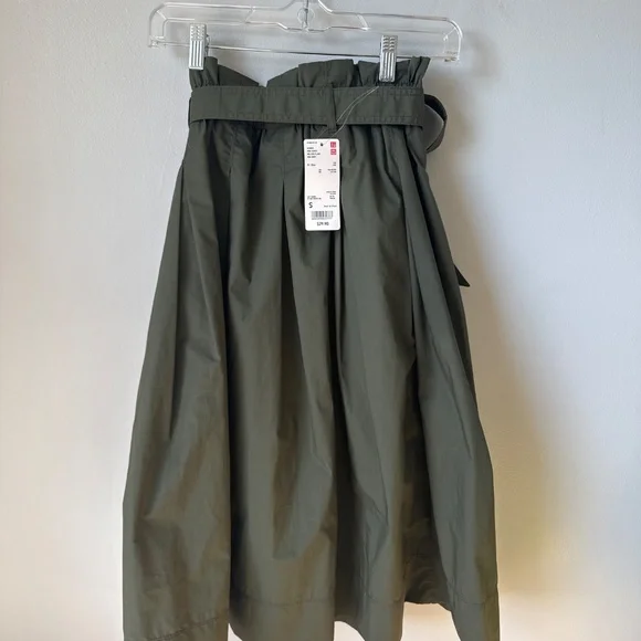 High waist belted flare midi skirt with pockets - Picture 5 of 7